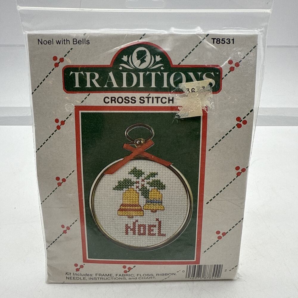 Vintage Christmas Traditions Cross Stitch Ornament Kit Noel w/Bells T8531